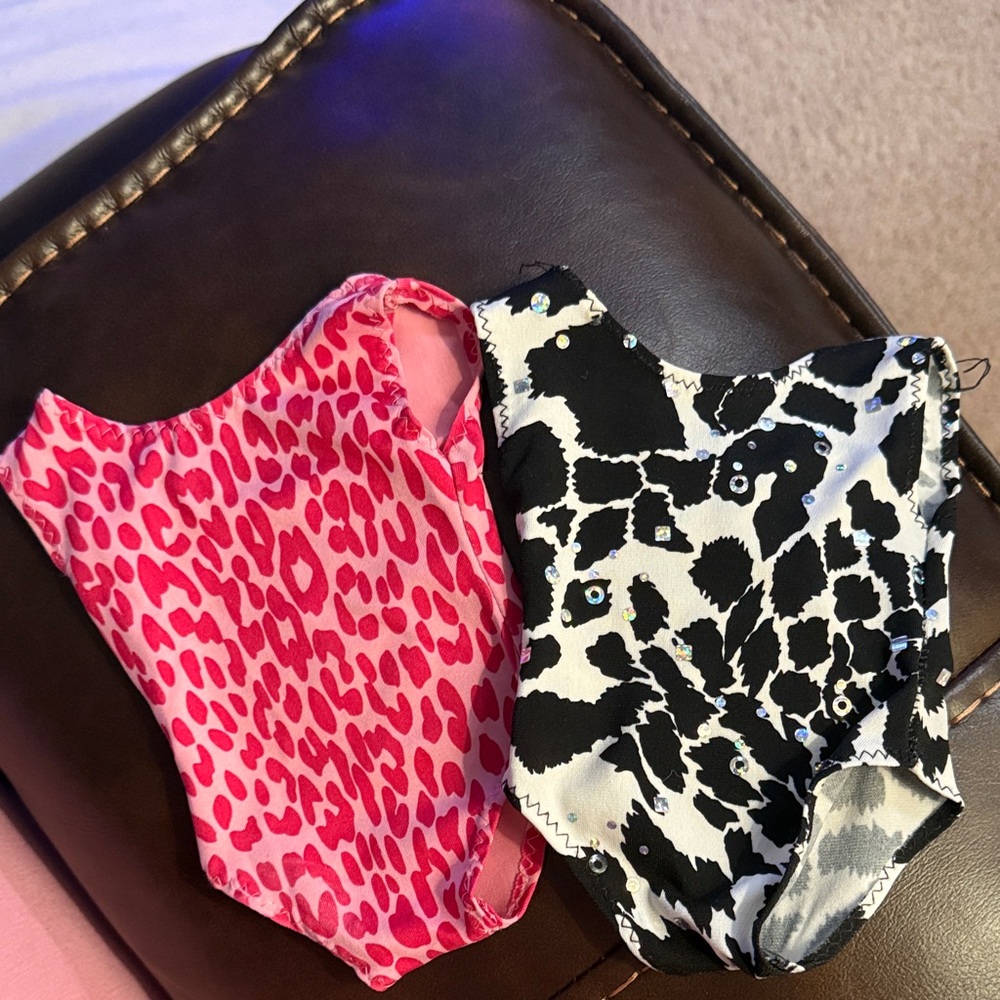 American Girl Pink and Black Animal Print Doll Leotards/Bathing Suits